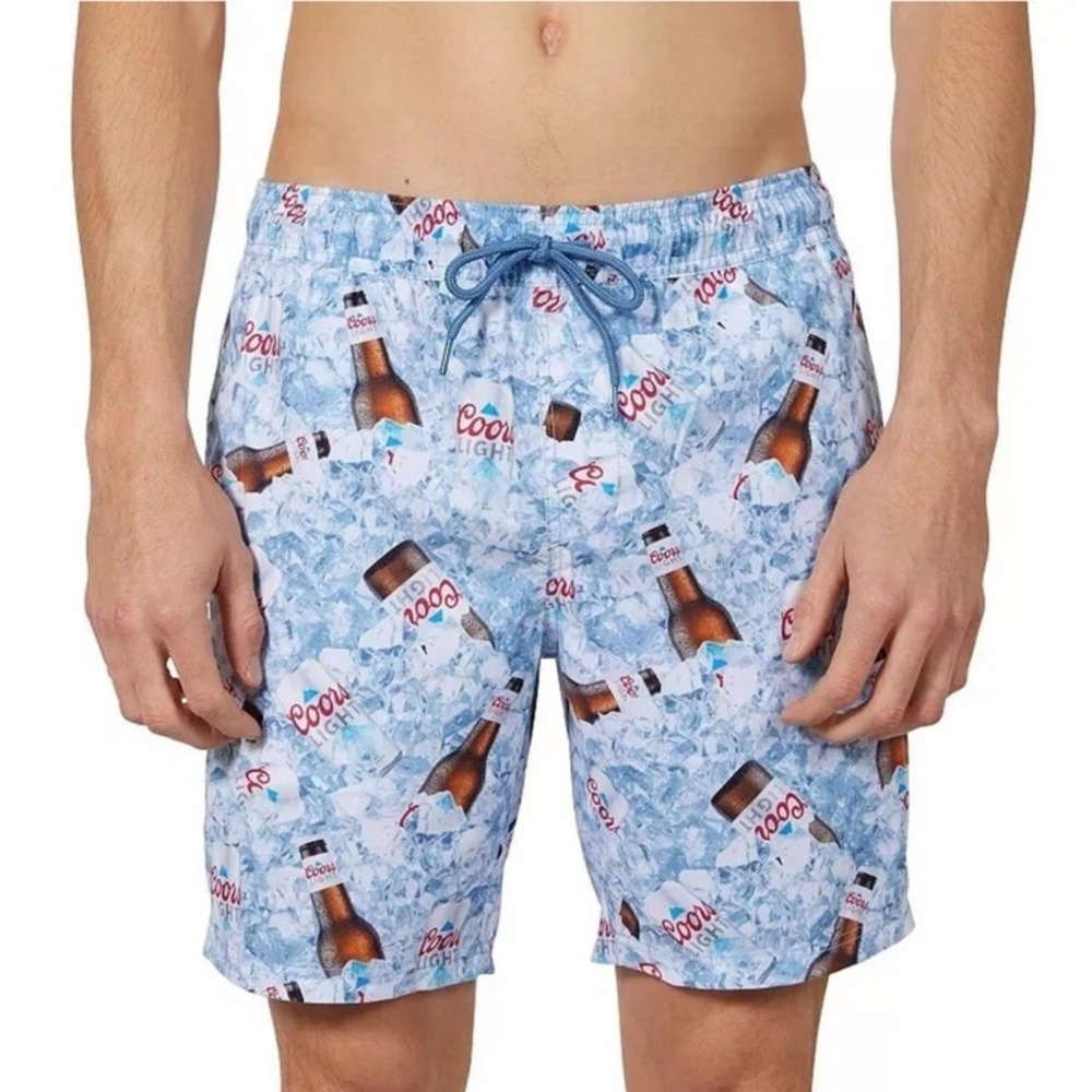 Coors Light Swim Trunks Big & Tall size 4XB Short Length Blue Faux Fly NWT $55